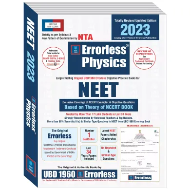 UBD1960 Errorless Physics for NEET as per NTA (Paperback+Free Smart E-book) Revised Updated New Edition 2023 (2 volumes) by UBD1960 (Original Errorless Self Scorer USS Book with Trademark Certificate) 