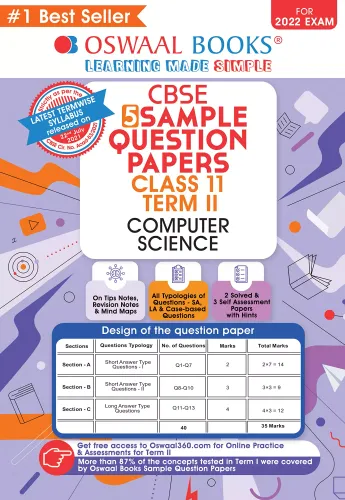 Oswaal CBSE Term 2 Computer Science Class 11 Sample Question Papers Book (For Term-2 2022 Exam) 