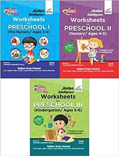 Multiple Intelligence Worksheets for PRESCHOOL I, II & III (Pre-Nursery, Nursery & Kindergarten/ Ages 3-6) 2nd Edition-Set of 3 Books