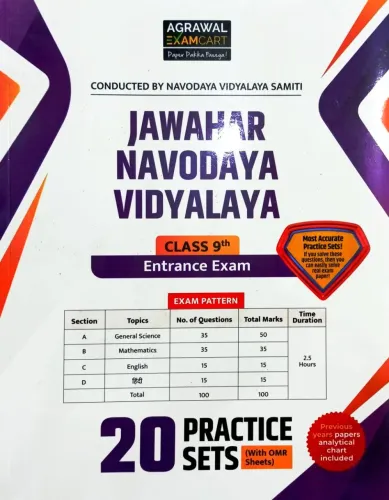 Examcart Jawahar Navodaya Vidyalaya (JNV) Class 9 Practice Sets Book For 2026 Exam In English