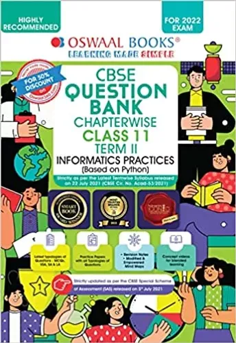 Oswaal CBSE Question Bank Chapterwise For Term 2, Class 11, Informatics Practices (For 2022 Exam) Paperback – 1 January 2022