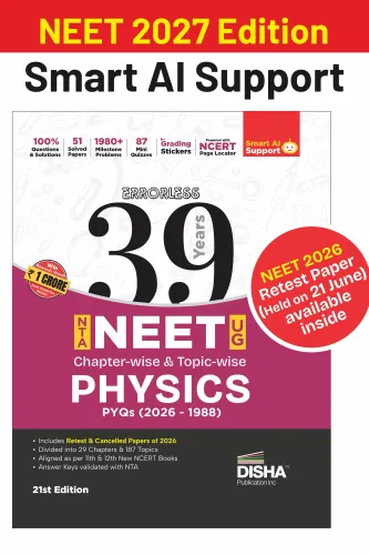 Disha Errorless 39 Years NTA NEET (UG) Chapter-wise & Topic-wise Physics NEET PYQ Book (2026 - 1988) 21st Edn | NEET Previous Year Solved Papers for 2027 Exam with 2026 Cancelled & Retest Paper