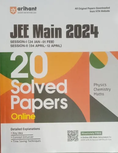 Jee Main 20 Solved Papers Online PCM (session 1 & 2 ) 2024