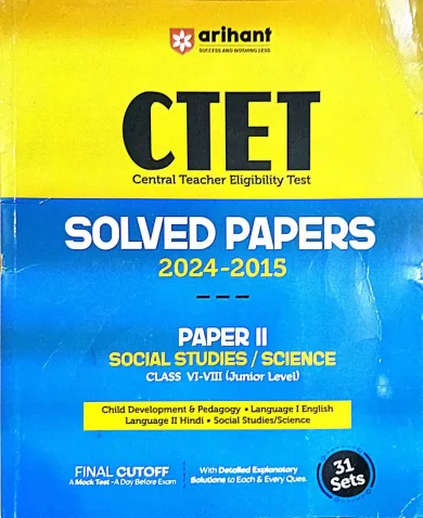 Ctet Solved Papers Paper-2 Social Studies Science(class 6-8)