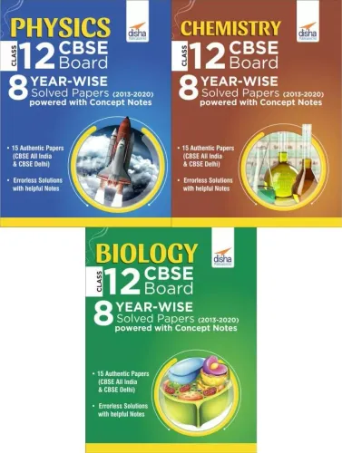 Physics, Chemistry & Biology Class 12 CBSE Board 8 YEAR-WISE (2013 - 2020) Solved Papers powered with Concept Notes-Set of 3 Books