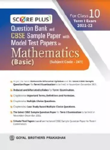 Score Plus Question Bank and CBSE Sample Paper with Model Test Papers In Mathematics (Standard ) For Class 10 Term 1
