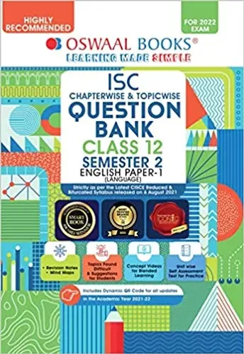 Oswaal ISC Chapter-wise & Topic-wise Question Bank For Semester 2, Class 12, English Paper 1 Language Book (For 2022 Exam) Paperback – 1 January 2022