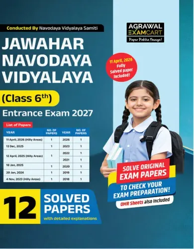 Examcart Jawahar Navodaya Vidyalaya (JNV) Class 6 Solved Paper Book For 2027 Exam In English | 12 Solved Papers