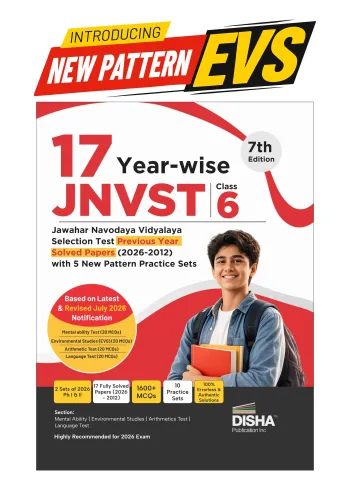Disha 17 Year-wise JNVST Class 6 Jawahar Navodaya Vidyalaya Selection Test Previous Year Solved Papers (2026 - 2012) with 5 New Pattern Practice Sets 7th Edition | Includes EVS | For 2027 Exam