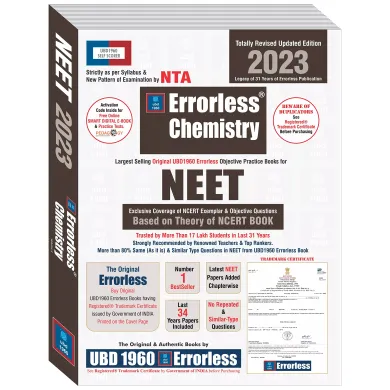 UBD1960 Errorless Chemistry for NEET as per NTA (Paperback+Free Smart E-book) Revised New Edition 2023 (2 volumes) by UBD1960 (Original Errorless Self Scorer USS Book with Trademark Certificate)