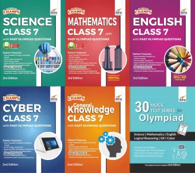 Olympiad Champs Science, Mathematics, English, Cyber & GK Class 7 with 30 Mock Tests (set of 6 books) 2nd Edition