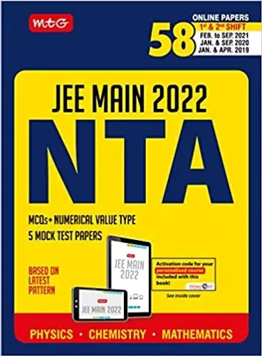 MTG NTA JEE Main 2022, MCQs+Numerical Value type with 5 Mock Test Papers of Physics, Chemistry, Mathematics Books