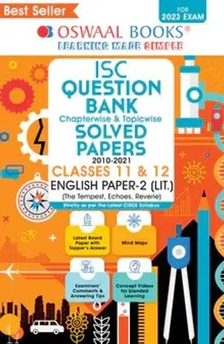 Isc Q.b Solved Papers 2010-2021 Class-11&12 English Paper-2(lit)