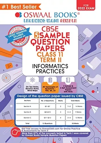 Oswaal CBSE Term 2 Informatics Practices Class 11 Sample Question Papers Book (For Term-2 2022 Exam) 