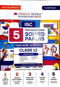 Isc 5 Previous Years Solved Papers Science (pcm) Class -12