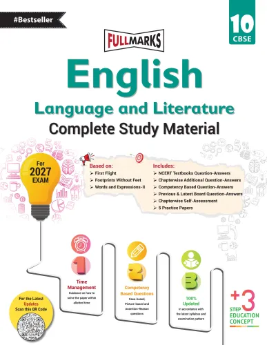 Full Marks English Language & Literature Complete Study Material Class 10 | Based on First Flight, Footprints Without Feets, Words and Expressions-II | Includes Chapterwise Summary, Solved Q/A, Practice Papers and More