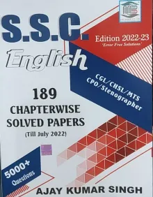S.S.C English Chapterwise Solved Paper 189 Set 5000+Questions
