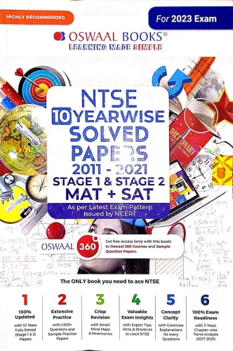 NTSE 10 Yearwise Solved Papers 2011 To 2021 Stage-1 & 2 Mat + Sat (2023))