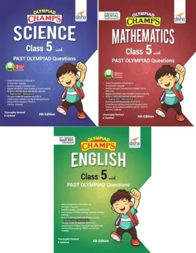 Olympiad Champs Science, Mathematics, English Class 5 with Past Questions 4th Edition (set of 3 books)
