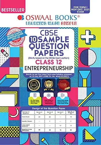 Oswaal CBSE Sample Question Papers Class 12 Entrepreneurship Book (For Term I Nov-Dec 2021 Exam)