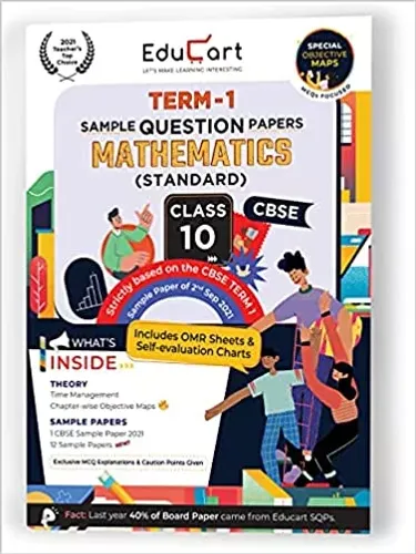 Educart CBSE Term 1 MATHS STANDARD Sample Papers Class 10 MCQ Book For 2022 (Based on 2nd Sep CBSE Sample Paper 2021)