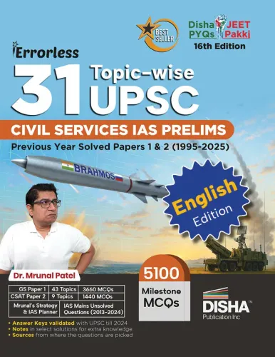 Disha 31 Topic-wise UPSC Civil Services IAS Prelims Previous Year Solved Papers 1 & 2 (1995 - 2025) by Mrunal Patel 16th Edition | General Studies & Aptitude (CSAT) PYQs Question Bank for 2026 Exam