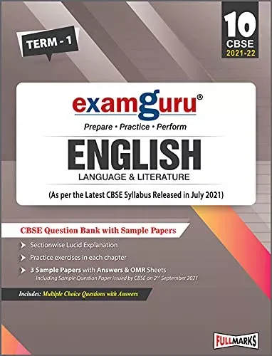 Examguru English Language & Literature Question Bank with Sample Papers Term-1 (As per the Latest CBSE Syllabus Released in July 2021) Class 10