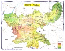 Jharkhand Prakritik Map (Natural) (Hindi) 2024