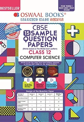 Oswaal CBSE Sample Question Paper Class 12 Computer Science Book (For Term I Nov-Dec 2021 Exam) 