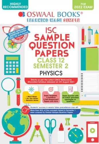 Oswaal ISC Sample Question Papers Class 12, Semester 2 Physics Book (For 2022 Exam)