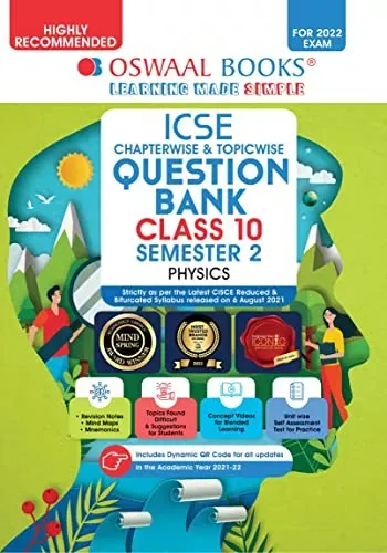 Oswaal ICSE Chapter-wise & Topic-wise Question Bank For Semester-II, Class 10, Physics Book (For 2022 Exam) 