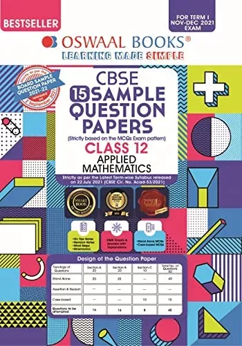 Oswaal CBSE Sample Question Paper Class 12 Applied Mathematics Book (For Term I Nov-Dec 2021 Exam) 