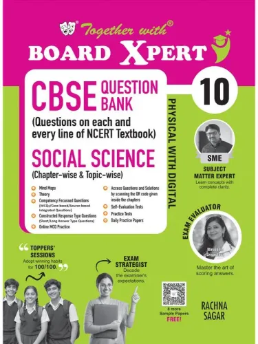 Together with Board Xpert CBSE Question Bank Class 10 Social Science 2026-27 | Physical with Digital | Exclusive QR for Extra Mock Drills & Self-Evaluation Tests | PYQs & Competency-Based Questions (CBSE)