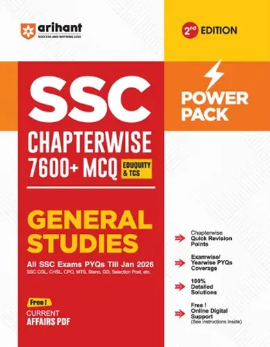 SSC General Studies Chapterwise 7600+ MCQs | For CGL, CHSL, CPO, MTS, GD & Steno Exams | Eduquity & TCS Questions Till 2026 | Quick Revision Points + 100% Detailed Solutions