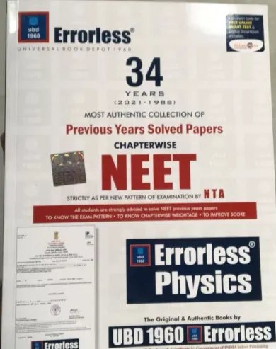 Errorless 34 Years Solved Paper NEET Physics (2022-23) 