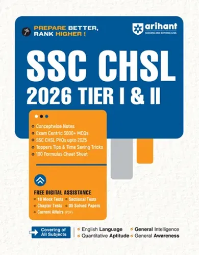 SSC CHSL (Tier I & II) 2026 | Complete Study Guide with Conceptwise Notes, 3000+ Exam-Centric MCQs, PYQs up to 2025, Toppers' Tips, Time-Saving Tricks & 100 Formula Cheat Sheet | Free Online Tests
