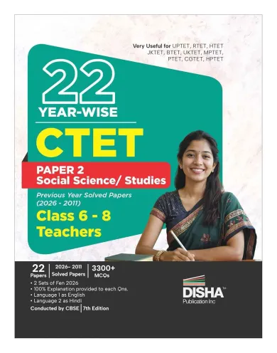 Disha 22 Year-wise CTET Paper 2 Social Science/ Studies Previous Year Solved Papers (2026 - 2011) - Class 6 - 8 Teachers - 7th English Edition | Central Teacher Eligibility Test PYQs Question Bank
