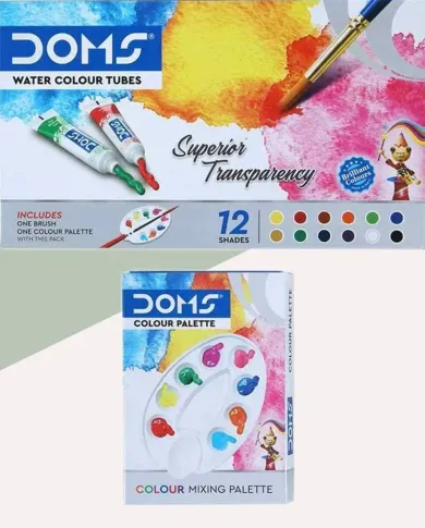 Doms 12 Shades Water Colour Tube (with Free Colour Palette)