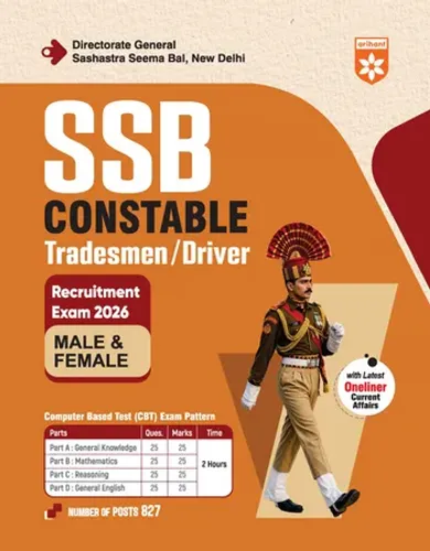 SSB Constable (Tradesman/ Driver) Exam 2026 | Male & Female | Based on Latest Online Exam Pattern: General Knowledge, Mathematics, Reasoning, English | Latest One Liner Current Affairs
