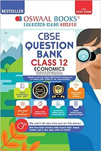 Oswaal CBSE Question Bank Class 12 Economics Book Chapter-wise & Topic-wise Includes Objective Types & MCQ's [Combined & Updated for Term 1 & 2] Paperback – 29 July 2021