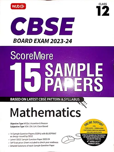 CBSE Score More 15 Sample Papers Mathematics-12 {2023-24}