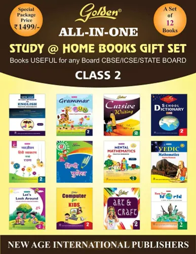 Golden All In One: Study at Home Books Gift Set for Class-2 