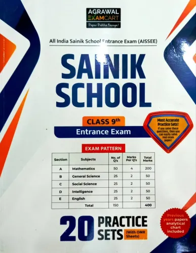 Examcart Sainik School Class 9 Practice Set Book For 2026 Exam In English