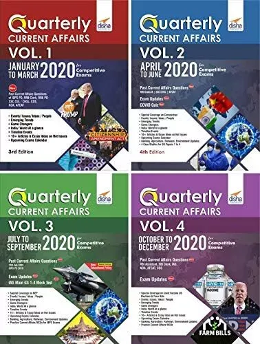 YEARLY Current Affairs Pack of 4 Quarterly Issues (January to December 2020) for Competitive Exams 3rd Edition-Set of 4 Books