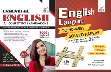 English Language Guide with Past 11 Year Solved Papers for SBI/ IBPS Bank Clerk/ PO/ RRB/ RBI Exams-Set of 2 Books
