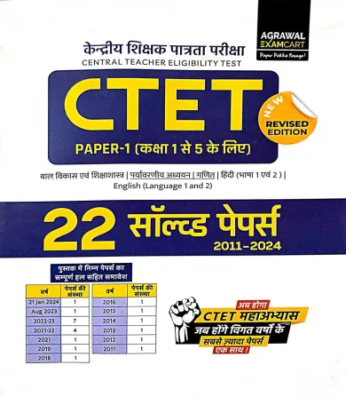 Ctet Paper-1 {1 To 5} 22 Sol Papers-2011-2024
