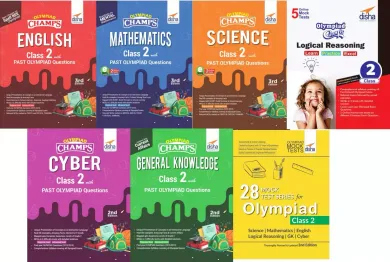 Olympiad Champs Science, Mathematics, English, Logical Reasoning, Cyber & GK Class 2 with 28 Mock Tests (set of 7 books) 2nd Edition