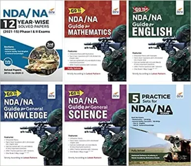 NDA/ NA Study Package - Guide + 12 Year-wise Solved Papers + 5 Practice Sets for Mathematics, English & General Knowledge-Set of 6 Books