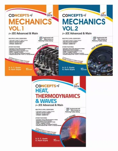 Concepts of Class 11 Physics for JEE Advanced & Main - (Mechanics, Thermodynamics and Waves) 4th Edition-set of 3 books