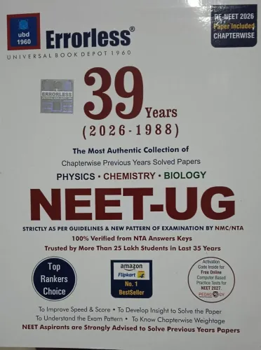 Errorless 39 Years Chapterwise Previous Years Solved Papers Neet Ug
